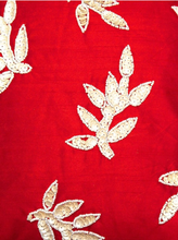 Load image into Gallery viewer, Red Cushion With Shell Leaves